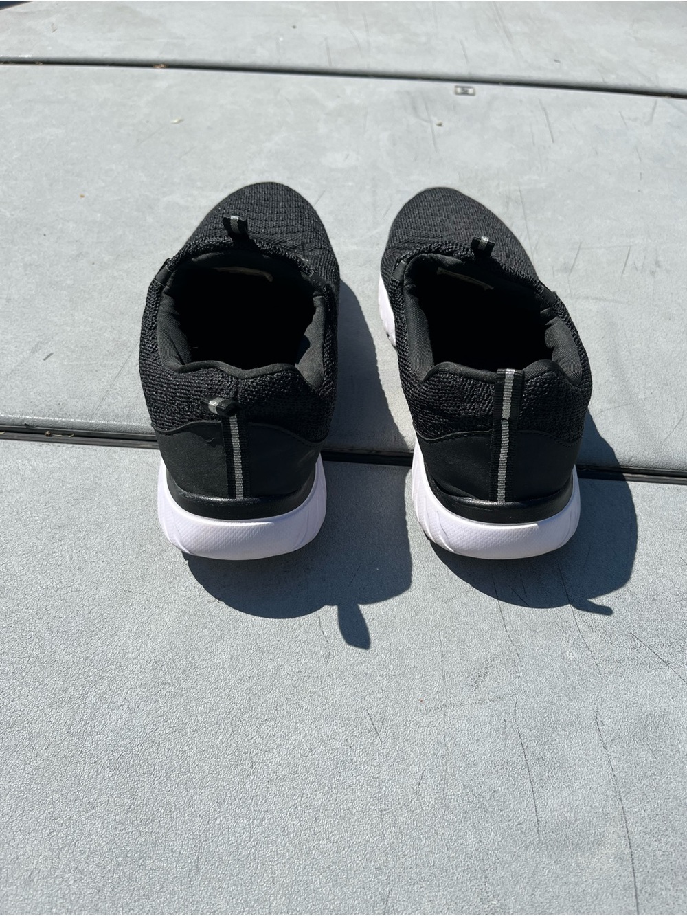 Athletic Works Women's Black Knit Slip-On Athletic Sneakers with White Sole - Picture 3 of 5